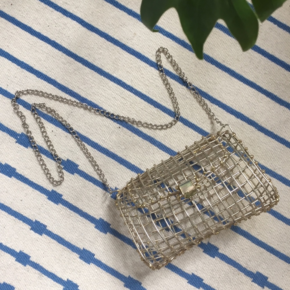 Metal cage evening bag